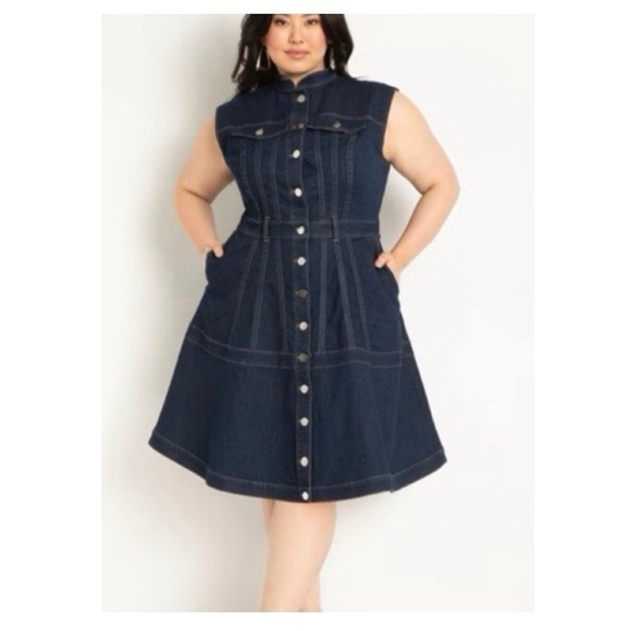 Eloquii Dresses & Skirts - Eloquii Fit And Flare Denim Dress NWT